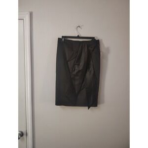 Stein Mart Black Satin Knot Front Pencil‎ Skirt Size 8 NWT STDD1517 Cocktail